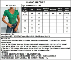 Women's solid color sexy lace V - neck short - sleeved lace bottoming shirt - Negative Apparel