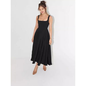 Women’s Solid Color Sleeveless Long A - Line Dress – High - Waist Halter Summer Dress in Multiple Colors | Elegant Temperament Commuter Style - Negative Apparel