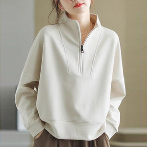 Women’s Solid Color Stand Collar Sweater – Japanese & Korean Slim Fit Pullover | Autumn 2025 Casual Knitwear - Negative Apparel