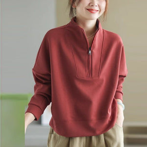 Women’s Solid Color Stand Collar Sweater – Japanese & Korean Slim Fit Pullover | Autumn 2025 Casual Knitwear - Negative Apparel