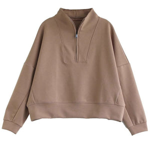 Women’s Solid Color Stand Collar Sweater – Japanese & Korean Slim Fit Pullover | Autumn 2025 Casual Knitwear - Negative Apparel