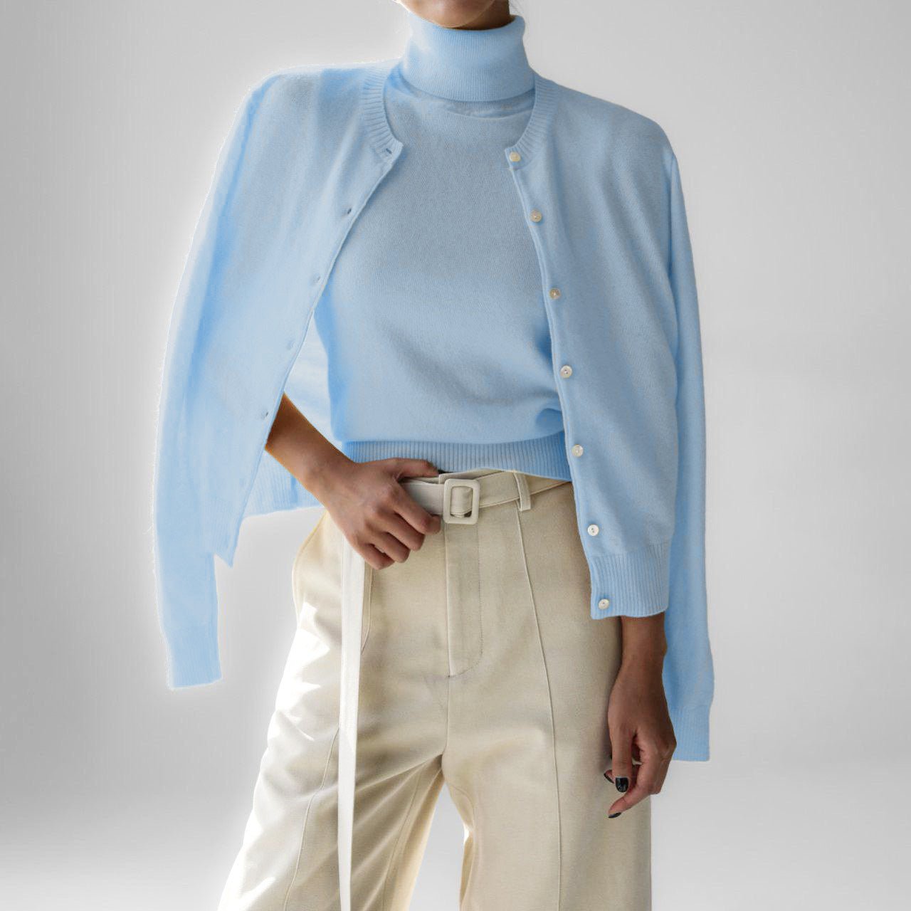 Women’s Solid Color Vest & Cardigan Set | 2 - Piece Knit Outfit | Autumn 2025 - Negative Apparel