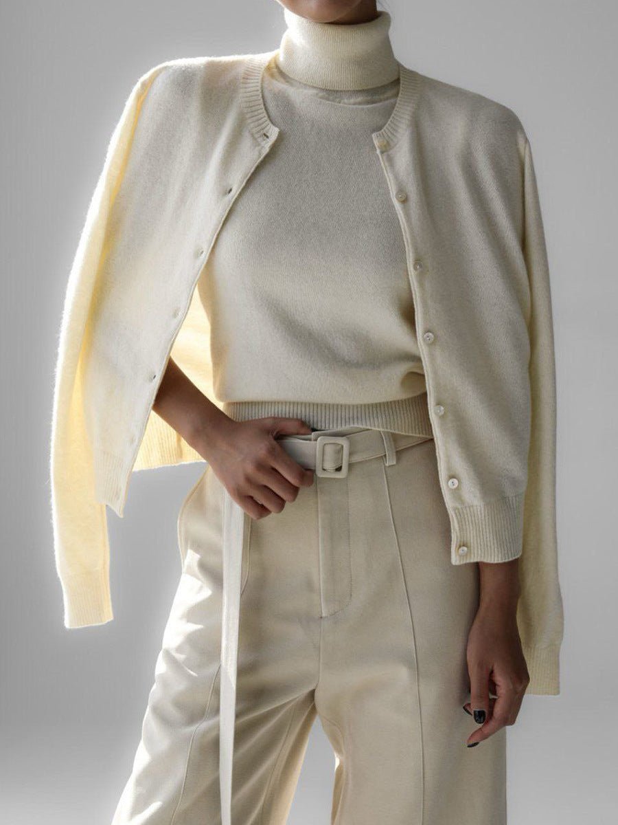 Women’s Solid Color Vest & Cardigan Set | 2 - Piece Knit Outfit | Autumn 2025 - Negative Apparel