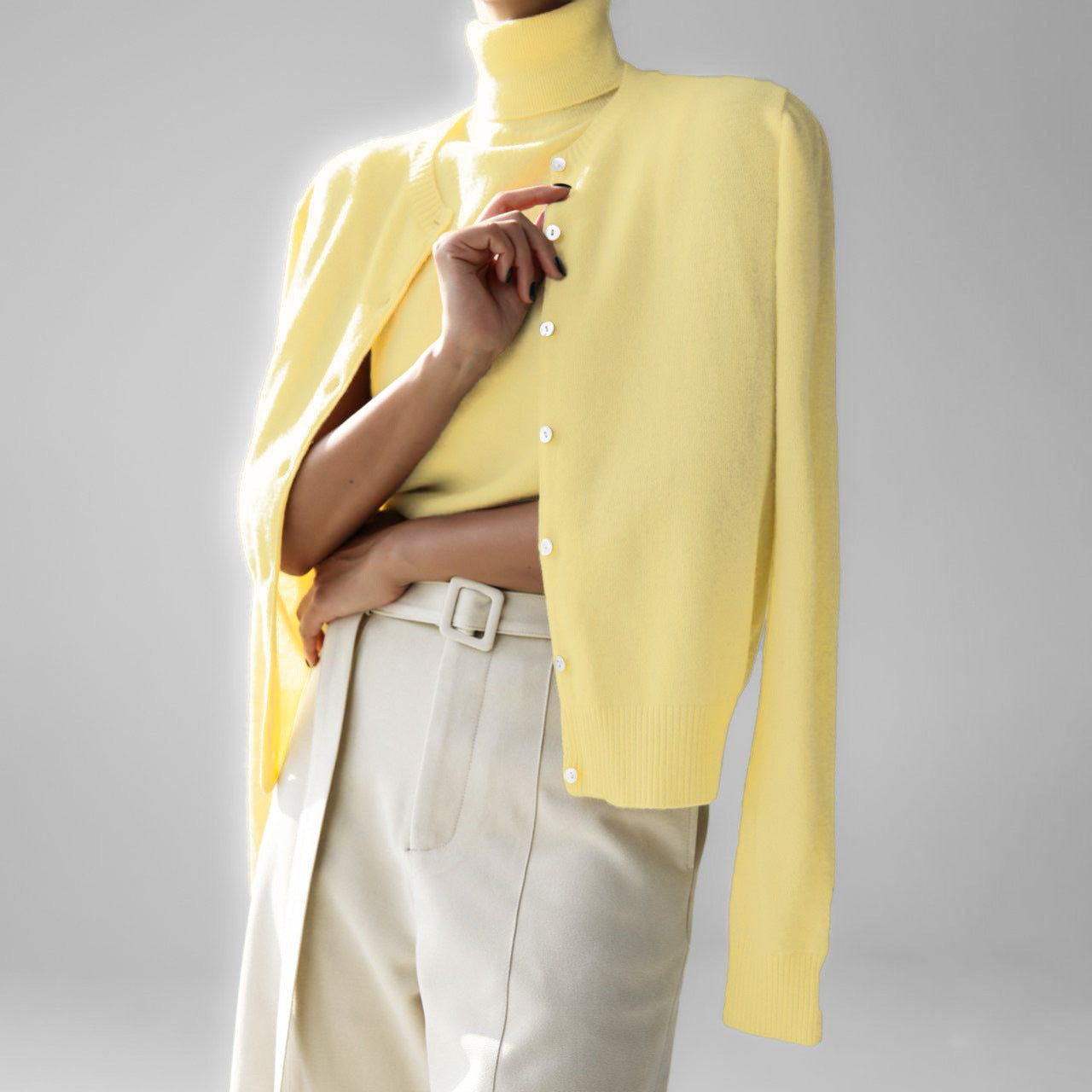 Women’s Solid Color Vest & Cardigan Set | 2 - Piece Knit Outfit | Autumn 2025 - Negative Apparel