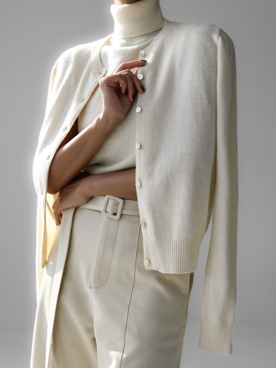 Women’s Solid Color Vest & Cardigan Set | 2 - Piece Knit Outfit | Autumn 2025 - Negative Apparel