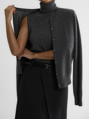 Women’s Solid Color Vest & Cardigan Set | 2 - Piece Knit Outfit | Autumn 2025 - Negative Apparel