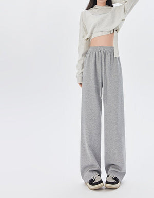 Women's sports pants spring season new high waist loose straight pants drape mopping casual women's wide leg pants - Negative Apparel