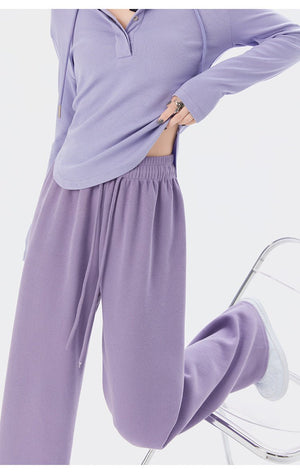 Women's sports pants spring season new high waist loose straight pants drape mopping casual women's wide leg pants - Negative Apparel