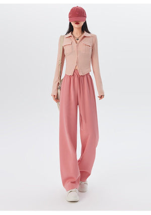 Women's sports pants spring season new high waist loose straight pants drape mopping casual women's wide leg pants - Negative Apparel