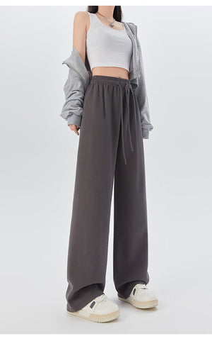 Women's sports pants spring season new high waist loose straight pants drape mopping casual women's wide leg pants - Negative Apparel