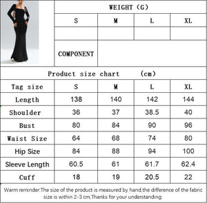 Women's square collar black knitted long sleeve bodycone long dress party dress - Negative Apparel