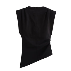 Women's Structured Shoulder Pleated Top - Negative Apparel