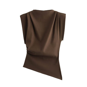 Women's Structured Shoulder Pleated Top - Negative Apparel