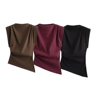 Women's Structured Shoulder Pleated Top - Negative Apparel