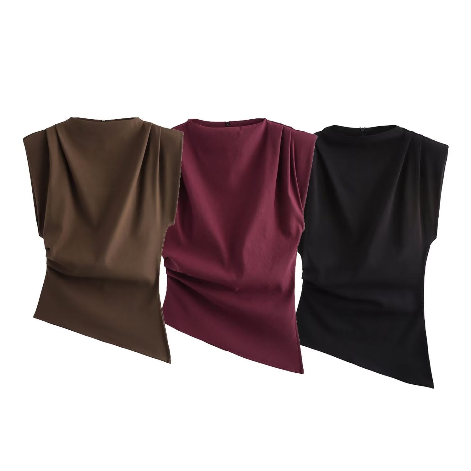 Women's Structured Shoulder Pleated Top - Negative Apparel