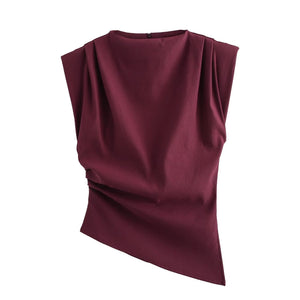 Women's Structured Shoulder Pleated Top - Negative Apparel