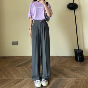 Women's Suit Draped Wide - leg pants pants - Negative Apparel