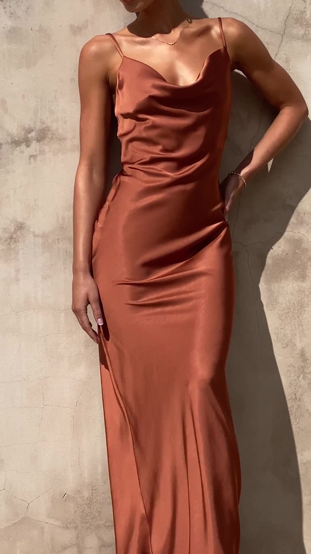 Women's Summer Sexy Commuter V-Neck Spaghetti Strap Bodycon Maxi Dress