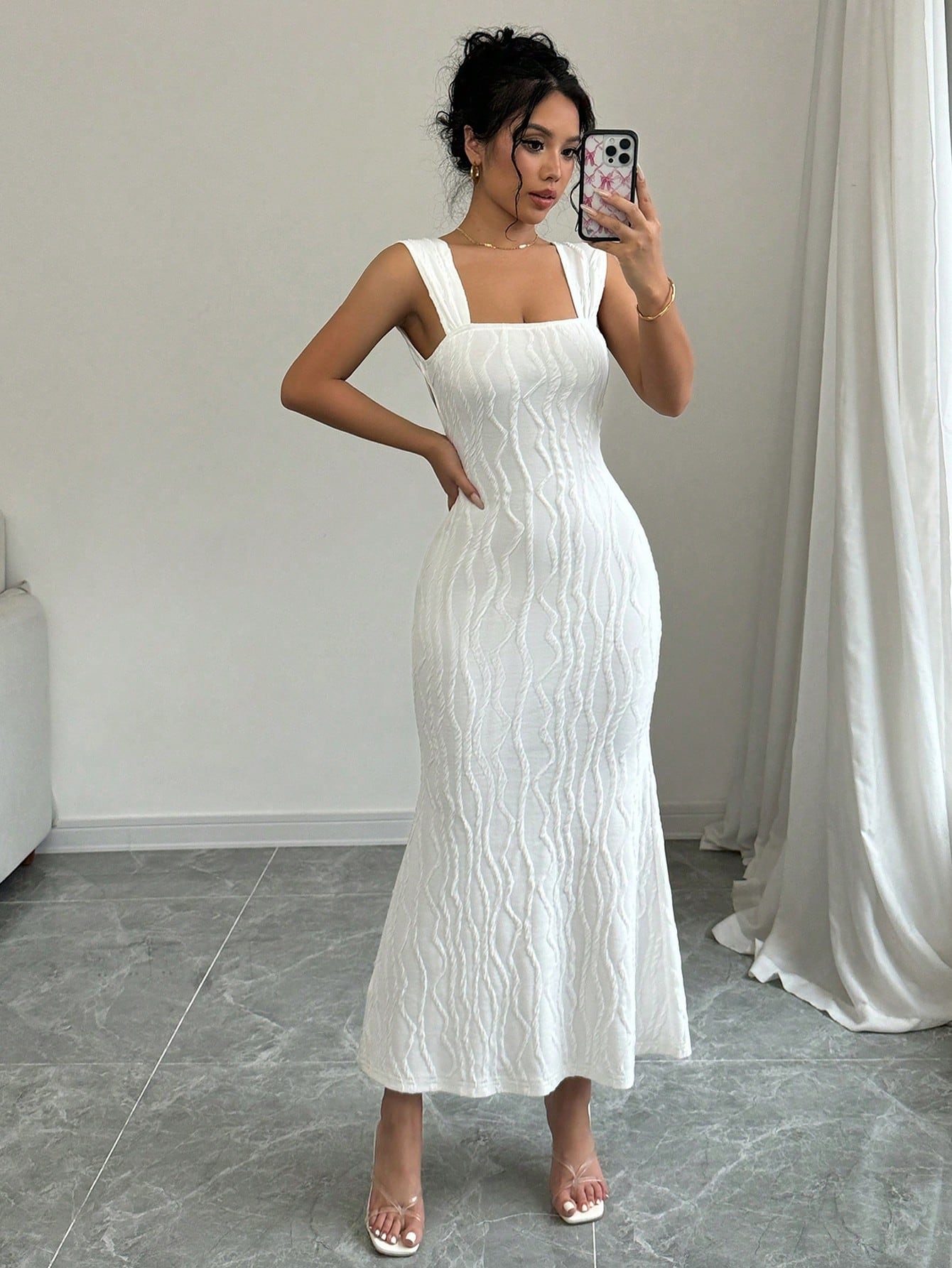 Women's Summer Solid Color Fishtail Hem Spaghetti Strap Bodycon Backless Dress Maxi Women Outfit - Negative Apparel