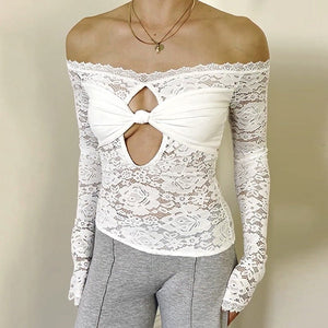 Women's summer style tight one shoulder lace top - Negative Apparel