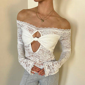 Women's summer style tight one shoulder lace top - Negative Apparel