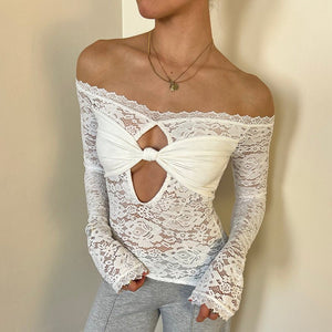 Women's summer style tight one shoulder lace top - Negative Apparel