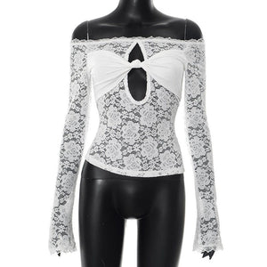 Women's summer style tight one shoulder lace top - Negative Apparel