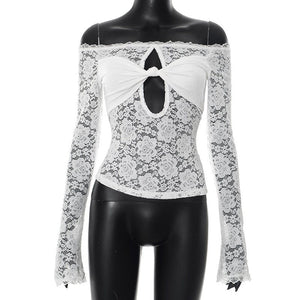 Women's summer style tight one shoulder lace top - Negative Apparel