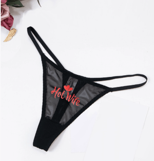 Women's Sxy Mesh Breathable Thong Underwear With Slogan Print - Negative Apparel