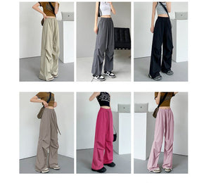 Women's Thin Casual Wide Leg High Waist Parachute Pants - Negative Apparel