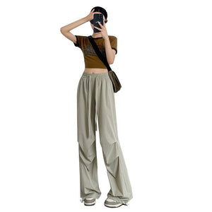 Women's Thin Casual Wide Leg High Waist Parachute Pants - Negative Apparel
