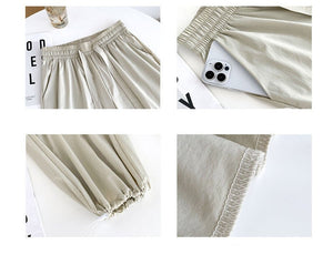 Women's Thin Casual Wide Leg High Waist Parachute Pants - Negative Apparel