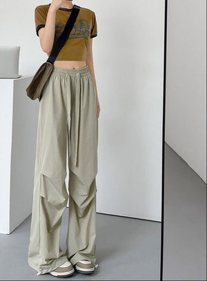 Women's Thin Casual Wide Leg High Waist Parachute Pants - Negative Apparel