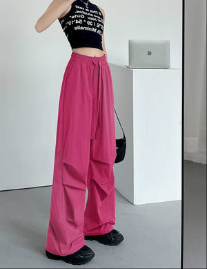 Women's Thin Casual Wide Leg High Waist Parachute Pants - Negative Apparel