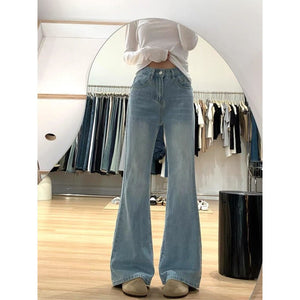 Women’s Ultra - Low Waist Wide Leg Jeans – Blue Summer Ultra - Thin Denim | Washed Casual Urban Style - Negative Apparel