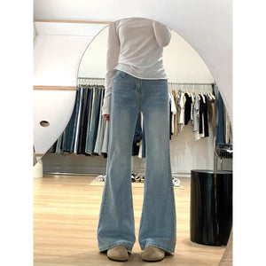 Women’s Ultra - Low Waist Wide Leg Jeans – Blue Summer Ultra - Thin Denim | Washed Casual Urban Style - Negative Apparel