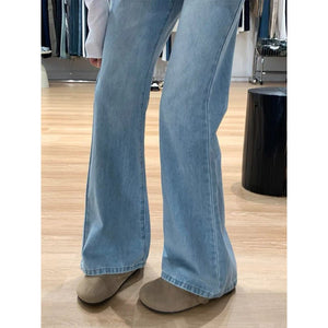 Women’s Ultra - Low Waist Wide Leg Jeans – Blue Summer Ultra - Thin Denim | Washed Casual Urban Style - Negative Apparel