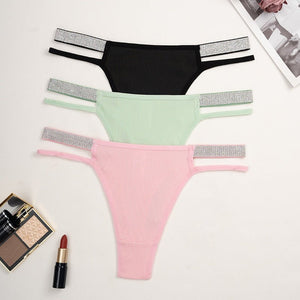 Women's underwear new sexy silver ribbon low waist thread thin underwear - Negative Apparel