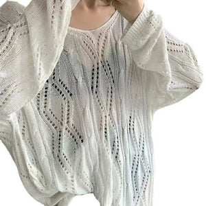 Women’s V - Neck Knitted Pullover Sweater – Elegant Commuter Style - Negative Apparel