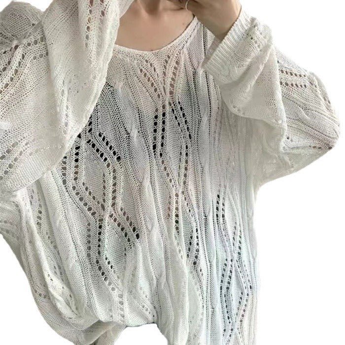 Women’s V - Neck Knitted Pullover Sweater – Elegant Commuter Style - Negative Apparel