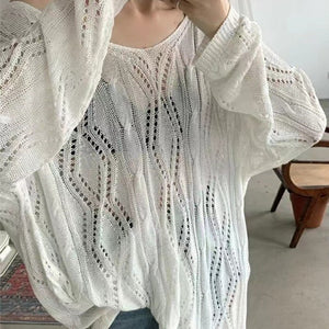 Women’s V - Neck Knitted Pullover Sweater – Elegant Commuter Style - Negative Apparel