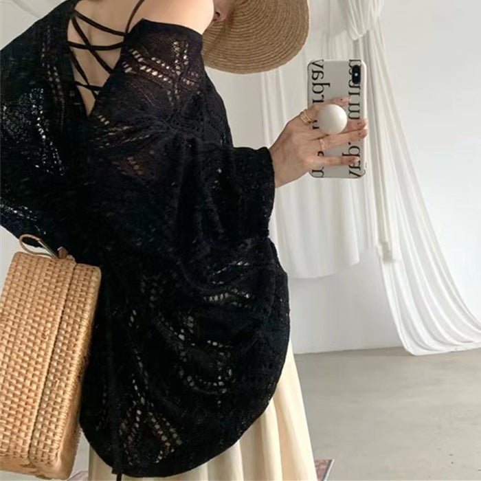 Women’s V - Neck Knitted Pullover Sweater – Elegant Commuter Style - Negative Apparel