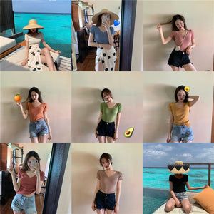 Women’s V - Neck Slim - Fit Knit Top – Lightweight Commuter Elegance - Negative Apparel