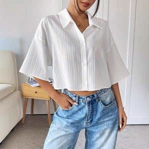 Women's white short - sleeved shirt top women's - Negative Apparel