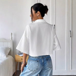 Women's white short - sleeved shirt top women's - Negative Apparel