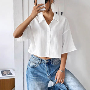 Women's white short - sleeved shirt top women's - Negative Apparel