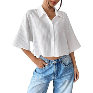 Women's white short - sleeved shirt top women's - Negative Apparel