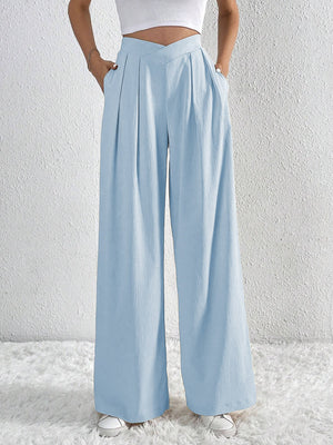 Women’s Wide - Leg Casual Pants – Low Waist, Asymmetric Detail, Winter Collection - Negative Apparel