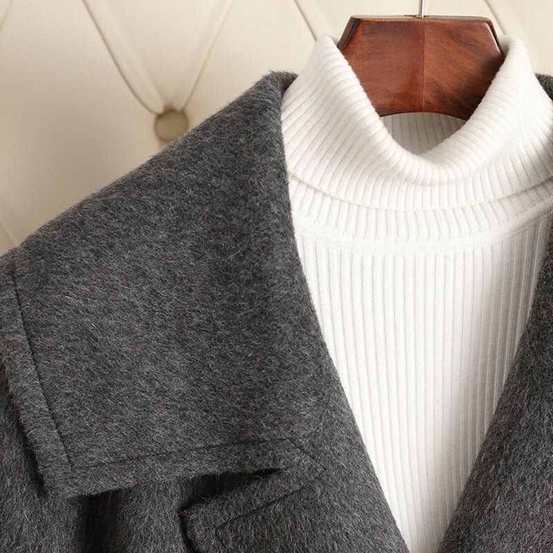 Women’s Wool Belted Coat – Handcrafted Slim - Fit Turn - Down Collar Jacket | Autumn 2025 Elegant Commuter Style - Negative Apparel