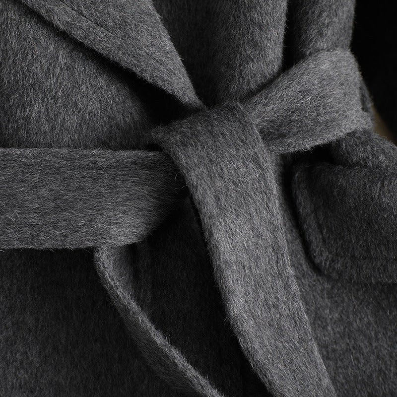 Women’s Wool Belted Coat – Handcrafted Slim - Fit Turn - Down Collar Jacket | Autumn 2025 Elegant Commuter Style - Negative Apparel